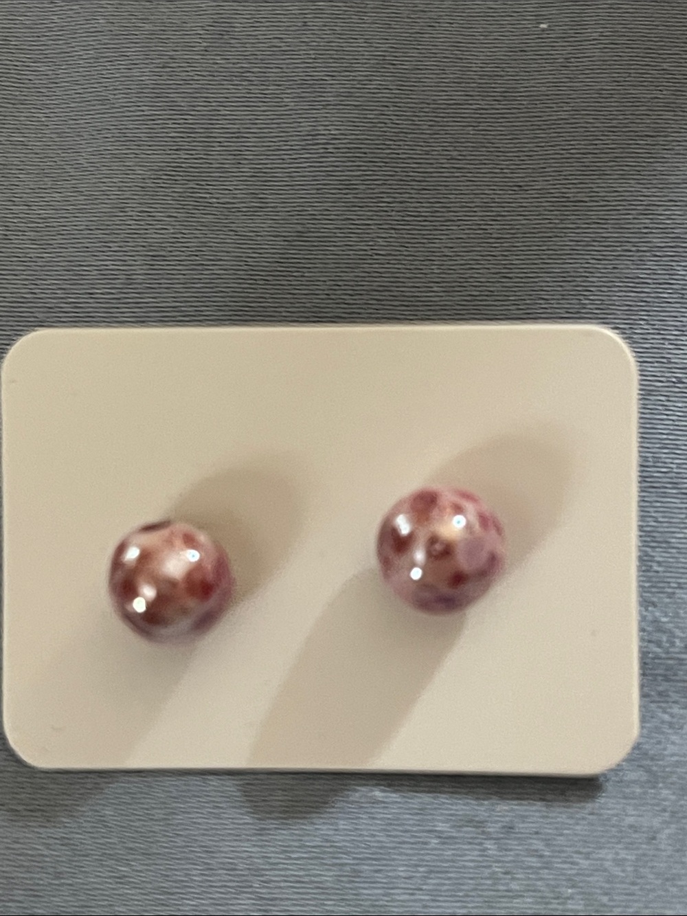 #66 Pink Murano Glass Swirled Color Stud Earrings